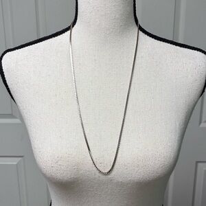 Vintage 925 Sterling Silver Long snake Chain Necklace, Italy, 28 inches
